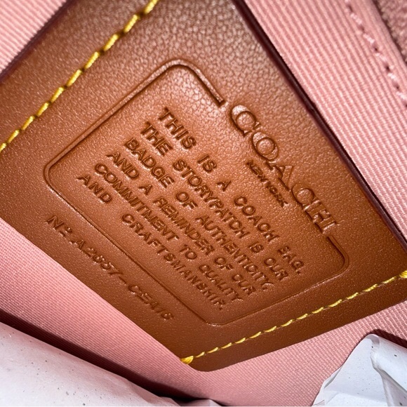 NWT🌸Coach Medium Rowan Satchel Bag In Signature Canvas With Charms Powder Pink - Picture 5 of 7